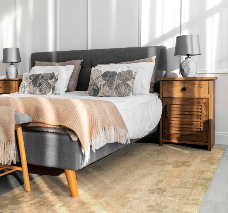 Vinyl Teppich Wohnzimmer dezente florale eleganz - TenStickers