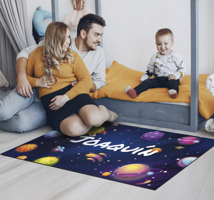 Universum und planeten vinyl teppich mit namen - TenStickers