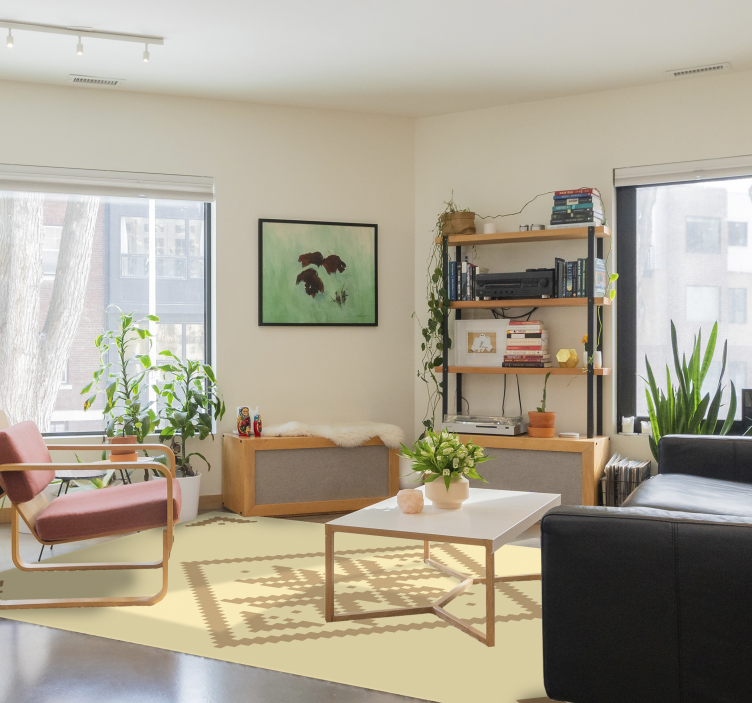 Vinyl Teppich Wohnzimmer eleganter geometrischer kontrast - TenStickers