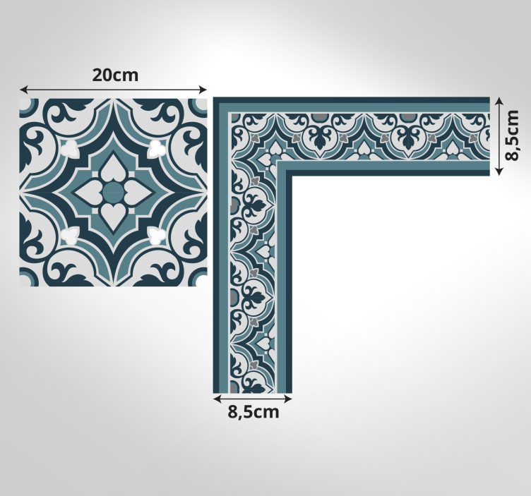 Vinyl Teppich Fliesenoptik elegantes blaues motiv - TenStickers