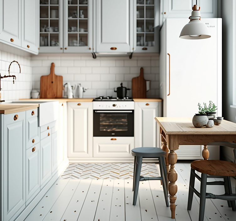 Vinyl Teppich Küche beiges Zick Zack Muster - TenStickers