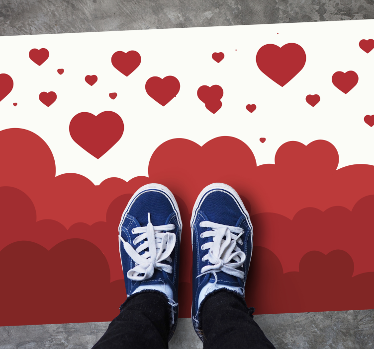 Vinyl Teppich Schlafzimmer Wolkenmuster Herzen - TenStickers