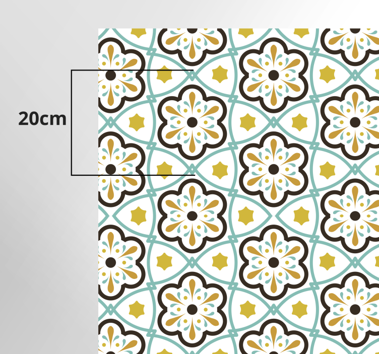 Vinyl Teppich Fliesenoptik floral inspiriertes Muster - TenStickers