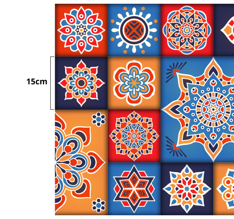 Vinyl Teppich Küche bunte Blumenfliesen - TenStickers