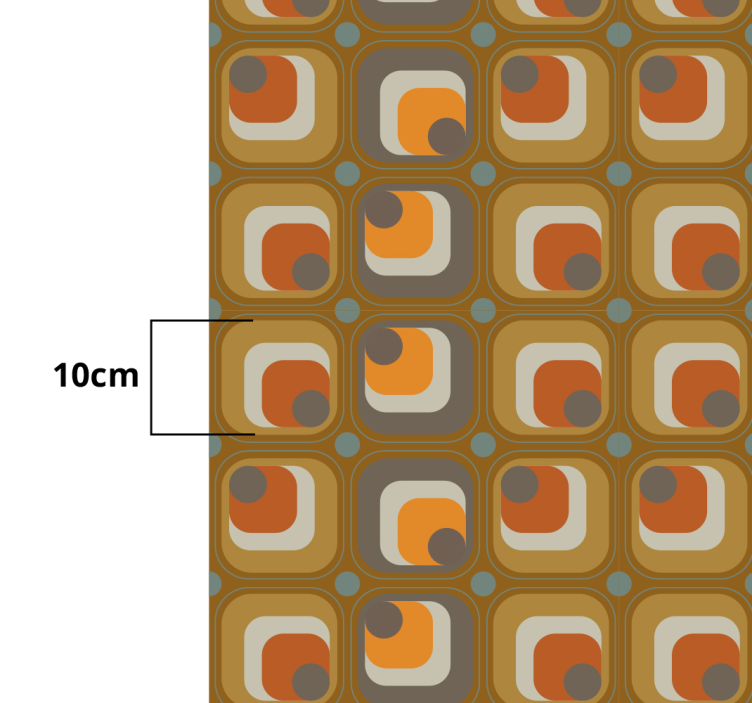 Vinylteppich geometrisch 70er jahre retro quadrate Muster - TenStickers