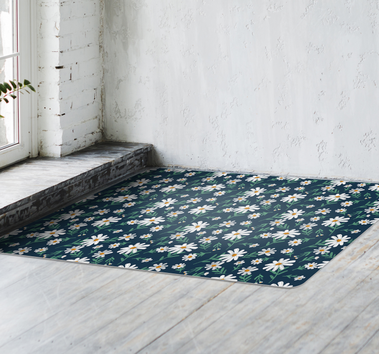 70er jahre gänseblümchen blume vinyl wohnzimmer teppich - TenStickers