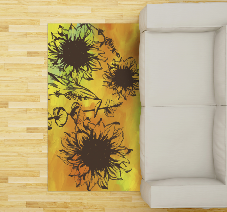 Fabelhafte bunte blume vinyl wohnzimmer teppich - TenStickers