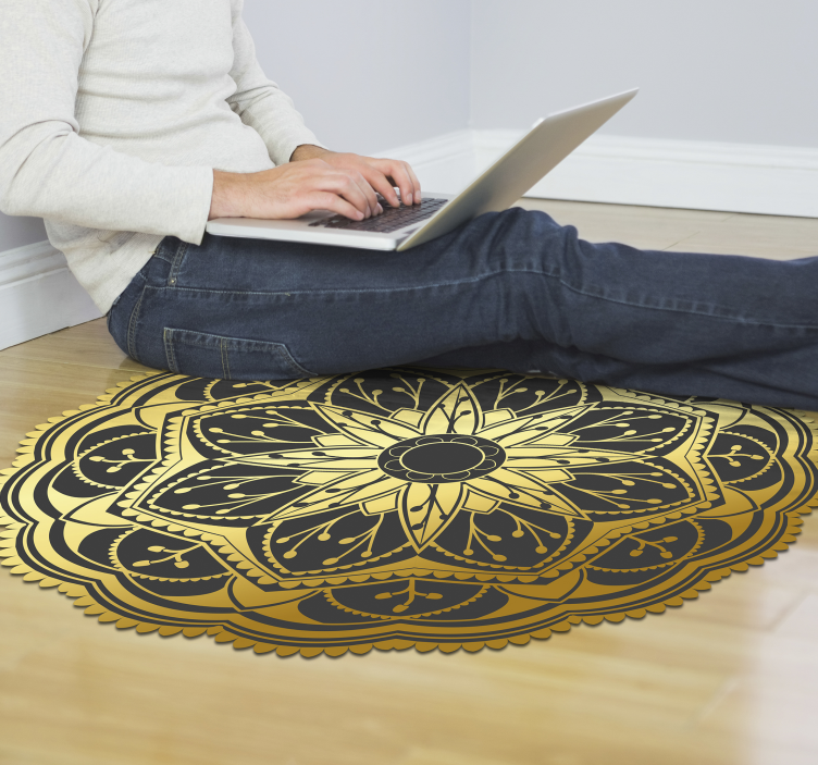 Golden effekt blume mandala vinyl teppich - TenStickers
