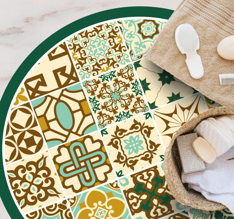 Goldene und grüne spanische fliesen badezimmerboden - TenStickers