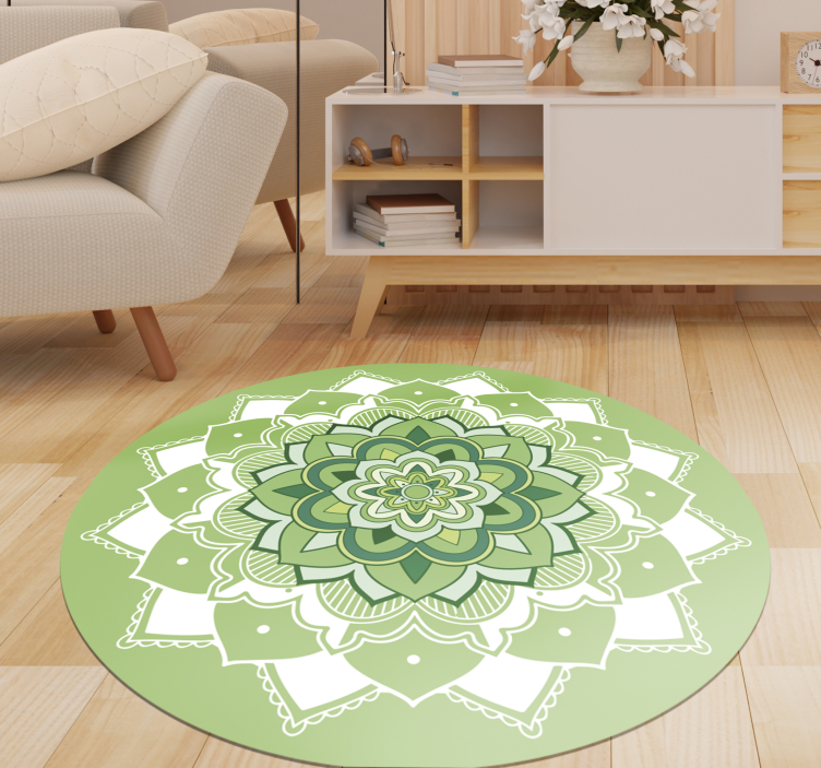 Grüner floraler mandala-vinylteppich - TenStickers