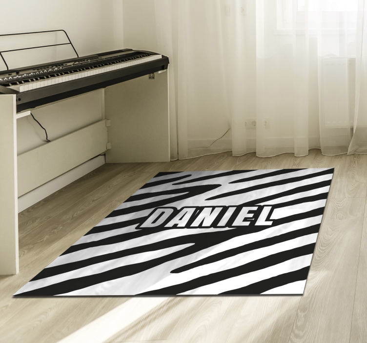 Personalisierte zebra vinyl teppich mit namen - TenStickers