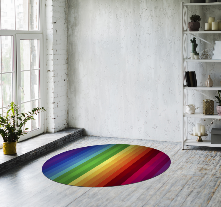Runder Regenbogen Streifen Vinyl Teppich - TenStickers