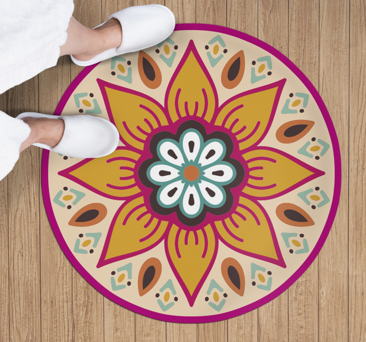 Wunderschöne runde blume mandala vinyl teppich - TenStickers