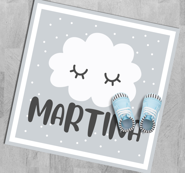 Vinyl Teppich Baby graue wolke mit namen - TenStickers
