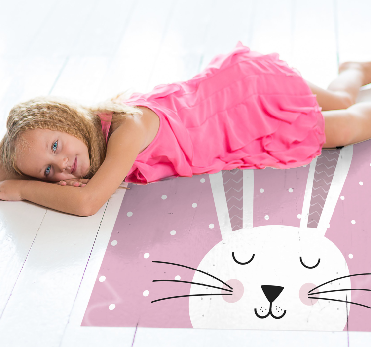Vinyl Teppich Baby hase mit tupfen - TenStickers