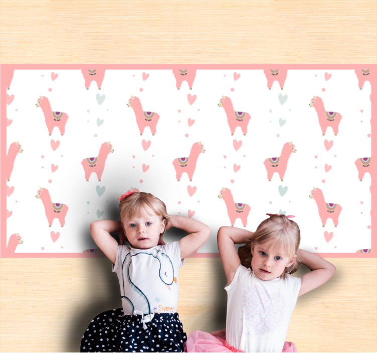 Vinyl Teppich Baby lama-liebesmuster - TenStickers