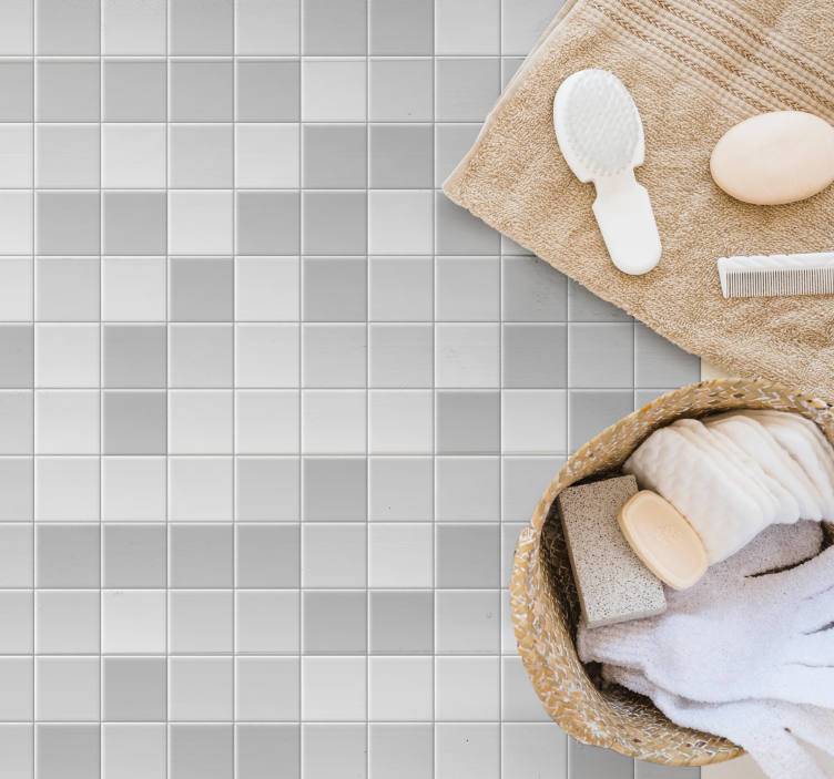 Vinyl teppich bad elegantes graues mosaik - TenStickers