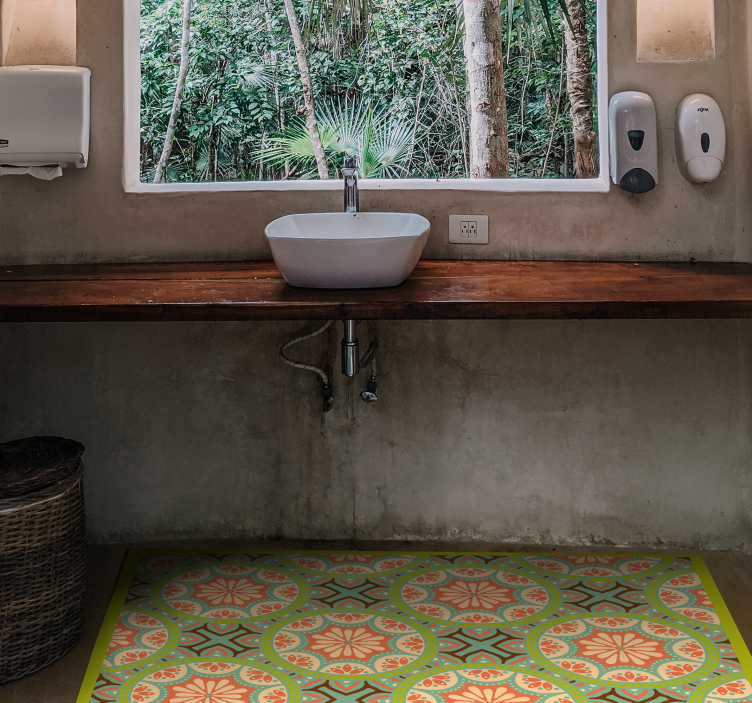 Vinyl Teppich Bad verziertes fliesenmuster - TenStickers