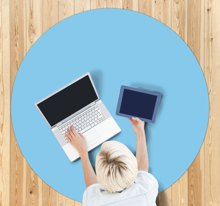 Vinyl Teppich blau kreisförmiges einfarbiges design - TenStickers