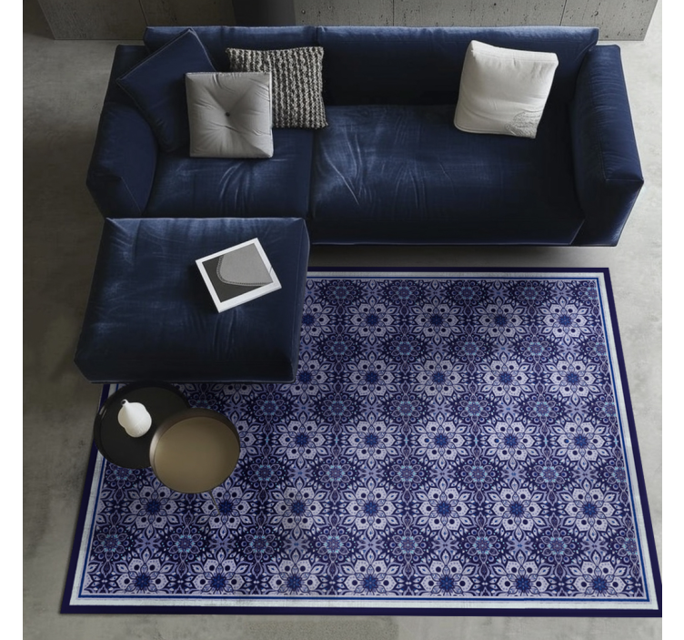 Vinyl Teppich blau vintage-blumenmuster - TenStickers