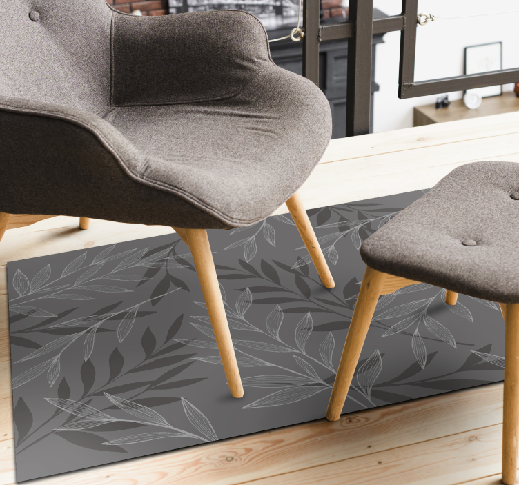 Vinyl Teppich Blumen belaubte silhouette - TenStickers