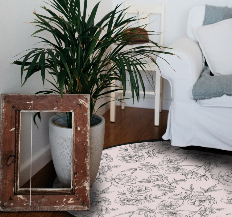 Vinyl Teppich Blumen blumenmuster kreis - TenStickers