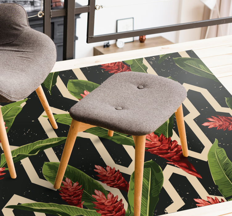 Vinyl Teppich Blumen botanisch geometrisch - TenStickers