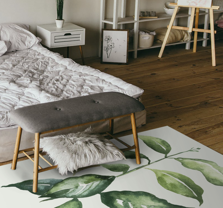 Vinyl Teppich Blumen botanische blattillustration - TenStickers