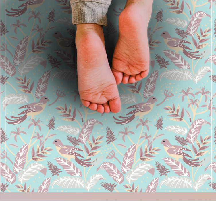 Vinyl Teppich Blumen botanisches vogelmotiv - TenStickers