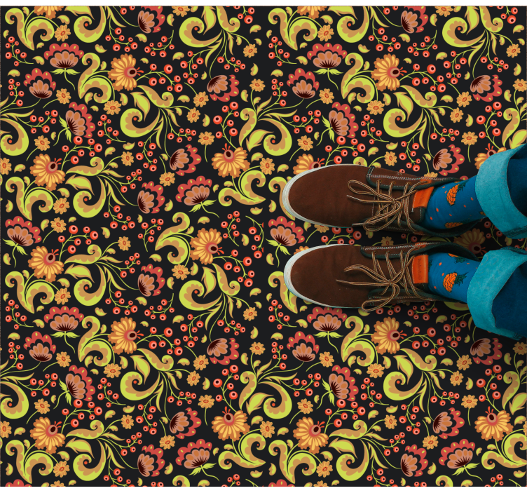 Vinyl Teppich Blumen botanisches wirbelmotiv - TenStickers