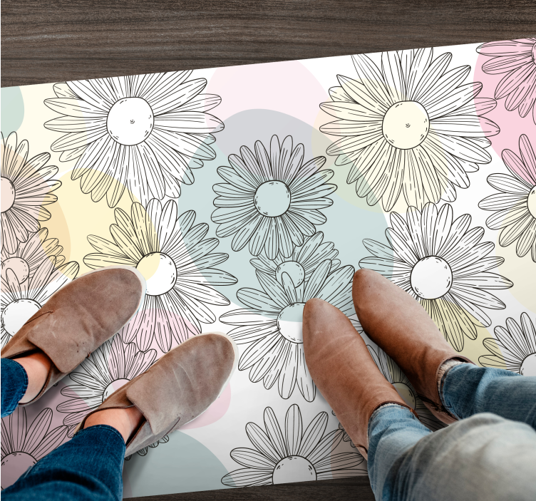 Vinyl Teppich Blumen aquarell-gänseblümchen-design - TenStickers
