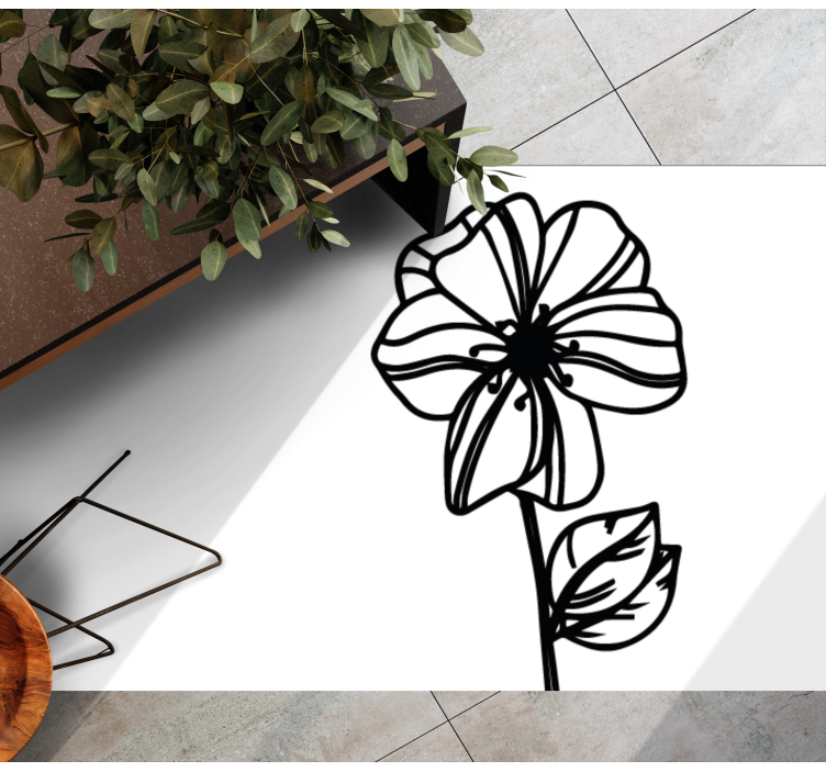 Vinyl Teppich Blumen elegantes schwarz-weißes design - TenStickers