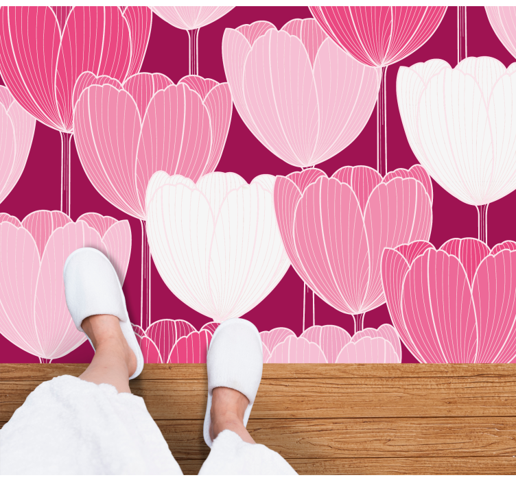 Vinyl Teppich Blumen rosa tulpenelemente - TenStickers