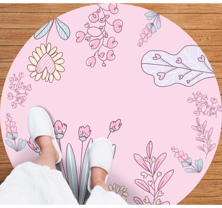 Vinyl Teppich Blumen florale herzmuster - TenStickers