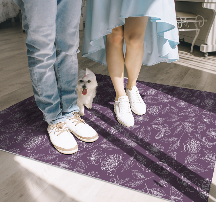 Vinyl Teppich Blumen florale symmetrie - TenStickers