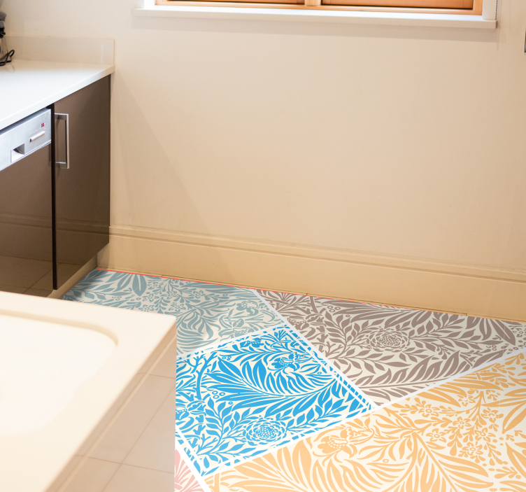 Vinyl Teppich Küche florales patchwork-design - TenStickers