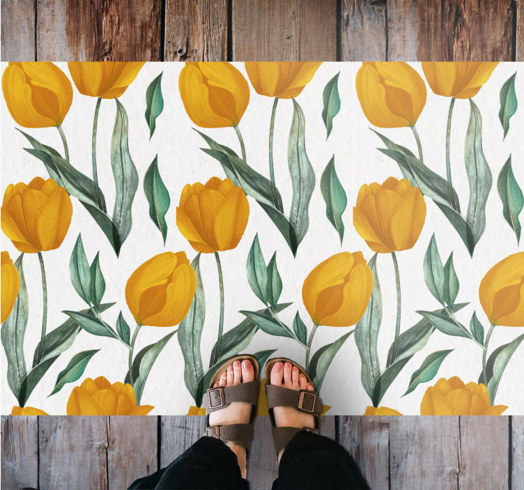 Vinyl Teppich Blumen leuchtend gelbe tulpen - TenStickers