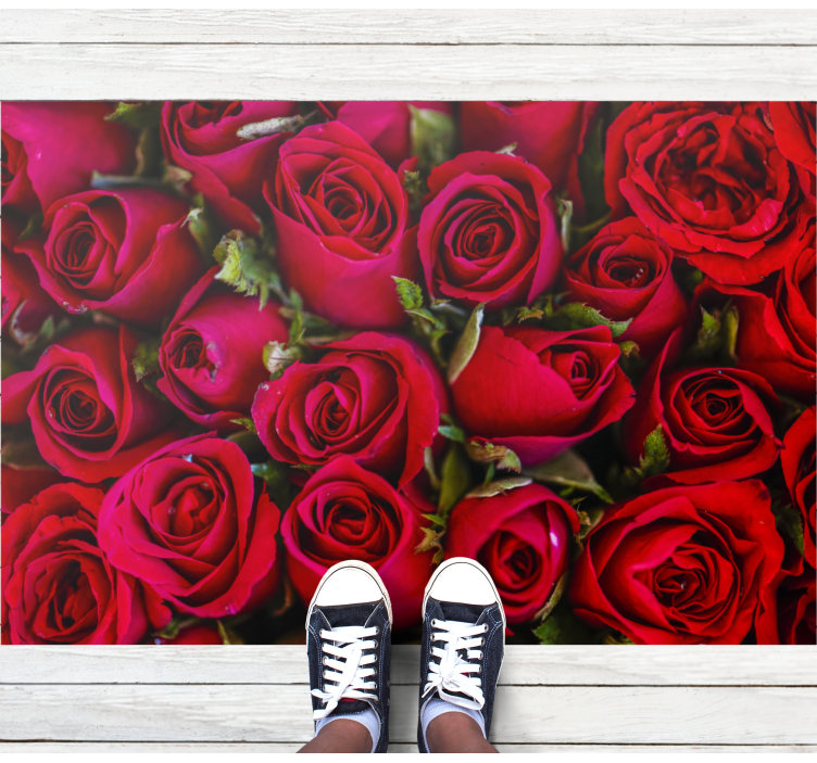 Vinyl teppich eingang mit lebhaften roten rosen - TenStickers