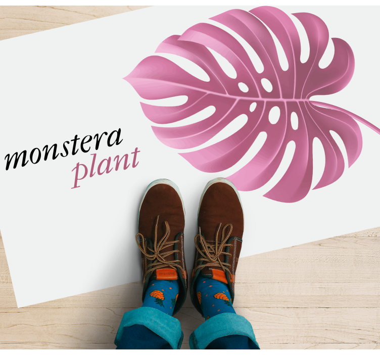 Vinyl Teppich Blumen rosa monstera-pflanze - TenStickers