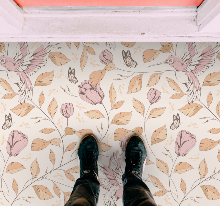 Vinyl Teppich Eingang pastellfarbene florale eleganz - TenStickers