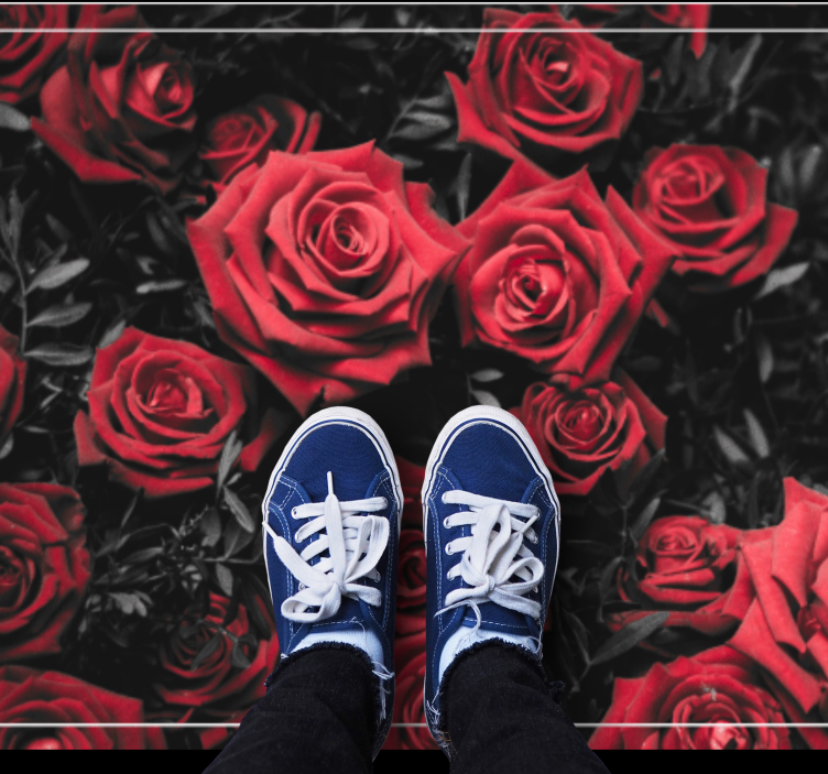 Vinyl Teppich Blumen realistisches rotes rosendesign - TenStickers