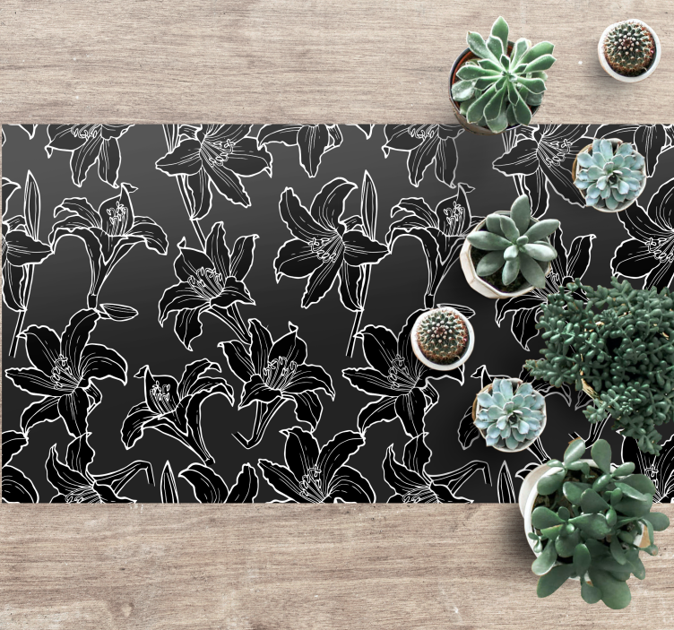 Vinyl Teppich Blumen schwarzes blumenarrangement - TenStickers