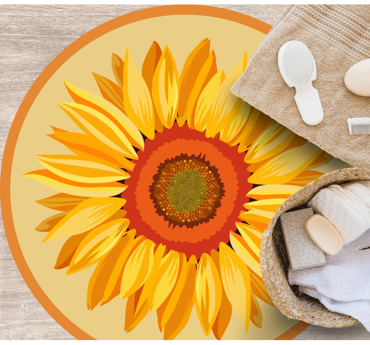 Vinyl Teppich Blumen sonnenblume rund - TenStickers