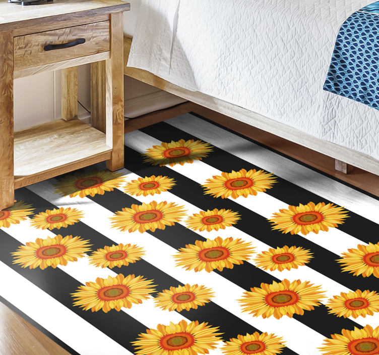 Vinyl Teppich Blumen sonnenblumenstreifen - TenStickers