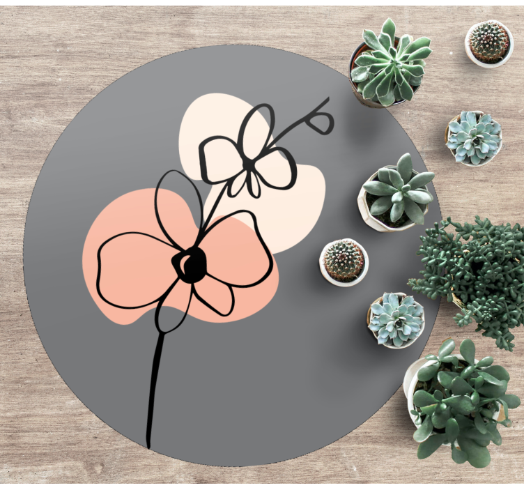 Vinyl teppich blumen im minimalistischen grauen design - TenStickers