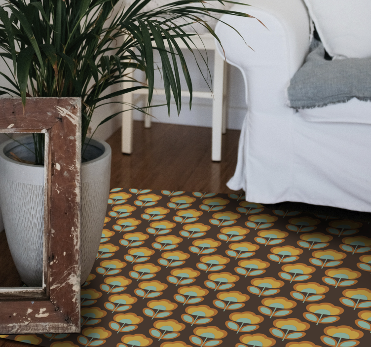 Vinyl Teppich Blumen vintage-braunes design - TenStickers