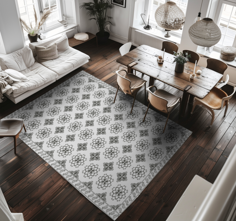 Vinyl Teppich Esszimmer florales vintage-design - TenStickers