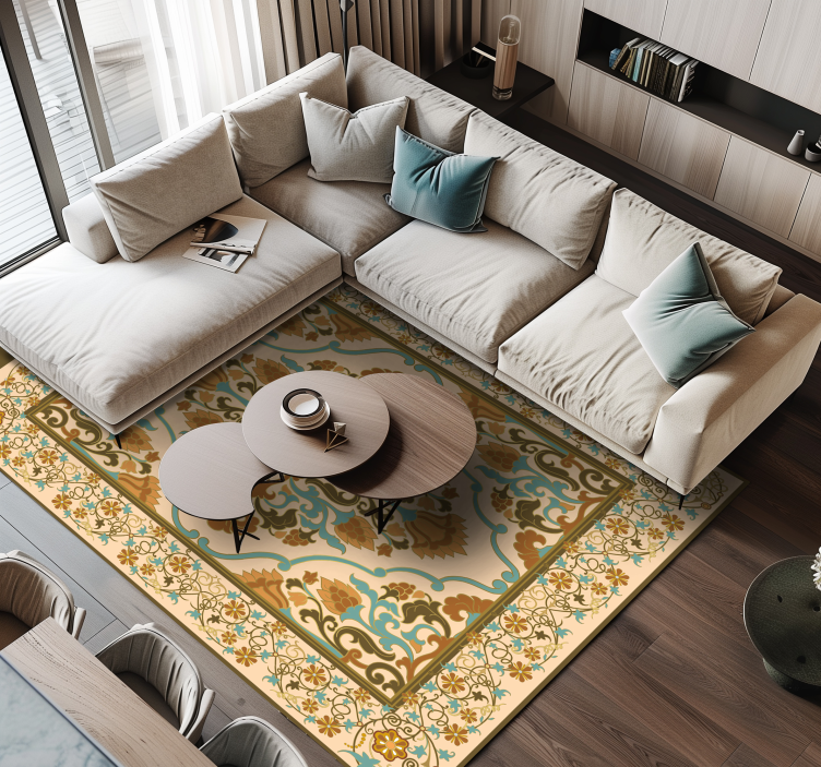 Vinyl Teppich Esszimmer mandala-beige-design - TenStickers