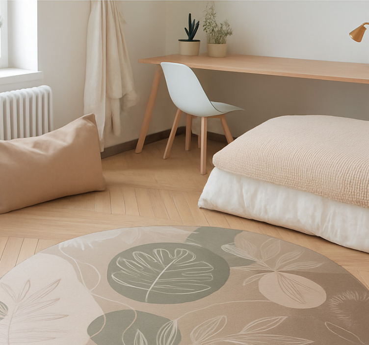 Vinyl Teppich Esszimmer neutrale botanische zusammenfassung - TenStickers