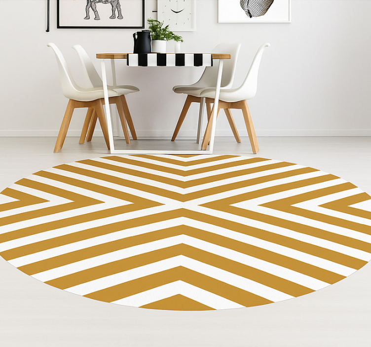 Vinyl Teppich Esszimmer senffarbenes chevron-muster - TenStickers